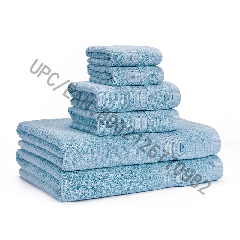 Badeværelse Håndklæder Sæt afstand, Combed bomuldshåndklæder Sæt med 6,2 vaskeklud, 2 håndklæder, 2 badehåndklæder, håndklæder pool husholdningshåndklæder Holdbar absorberende Komfortable håndklæder Ekstra tyk blød (lys blå, 6)